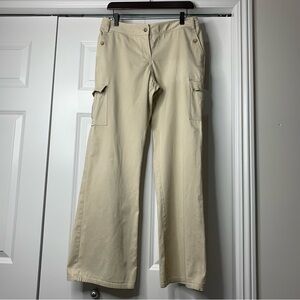Jenni Sport Beige Mid rise Cargo Pants Flare Bottpm Women’s Size US